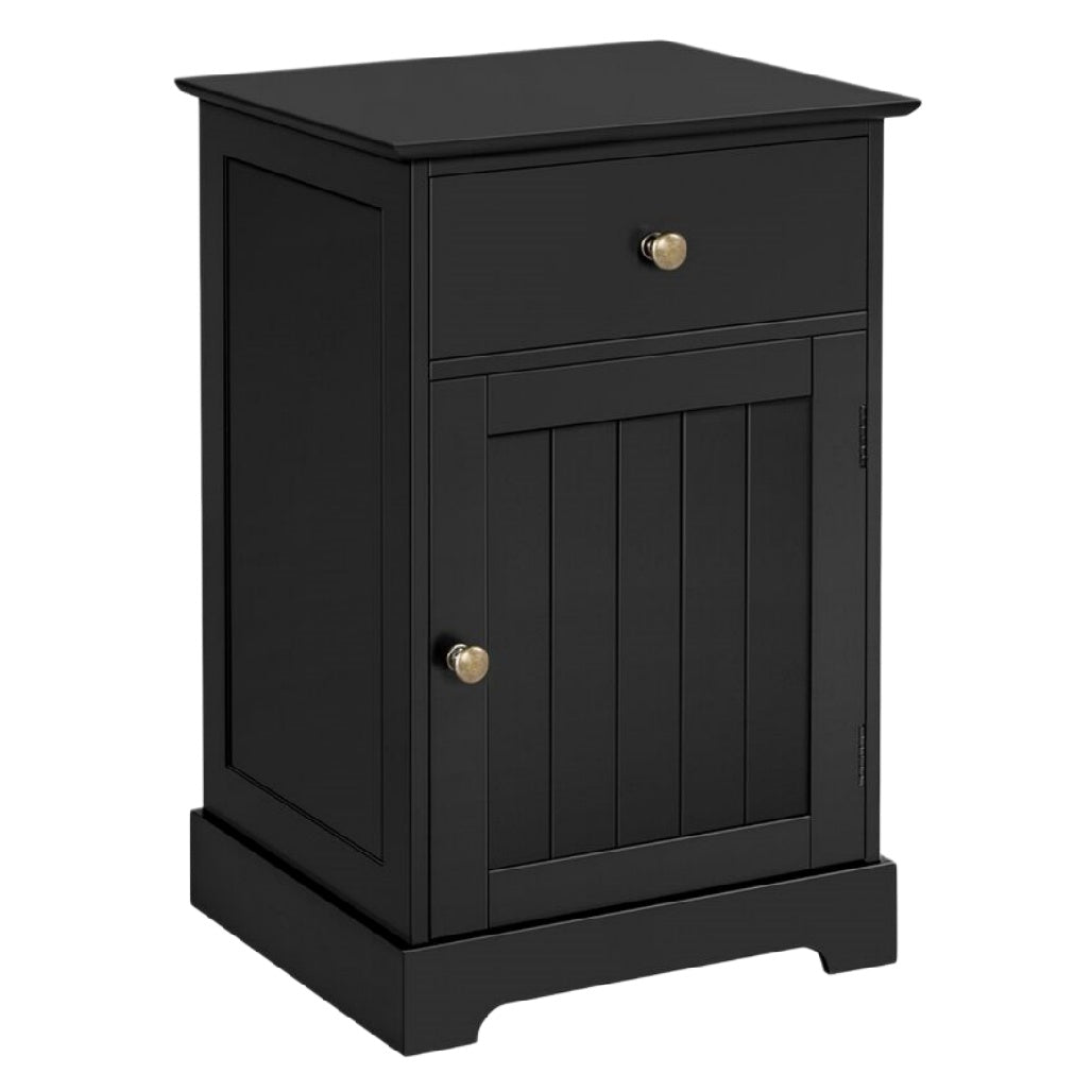 Schwarzer Nachttisch mit Schublade und Türen – Modernes Design