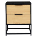 Moderne Nachttisch mit Holzschubladen und Metallgestell