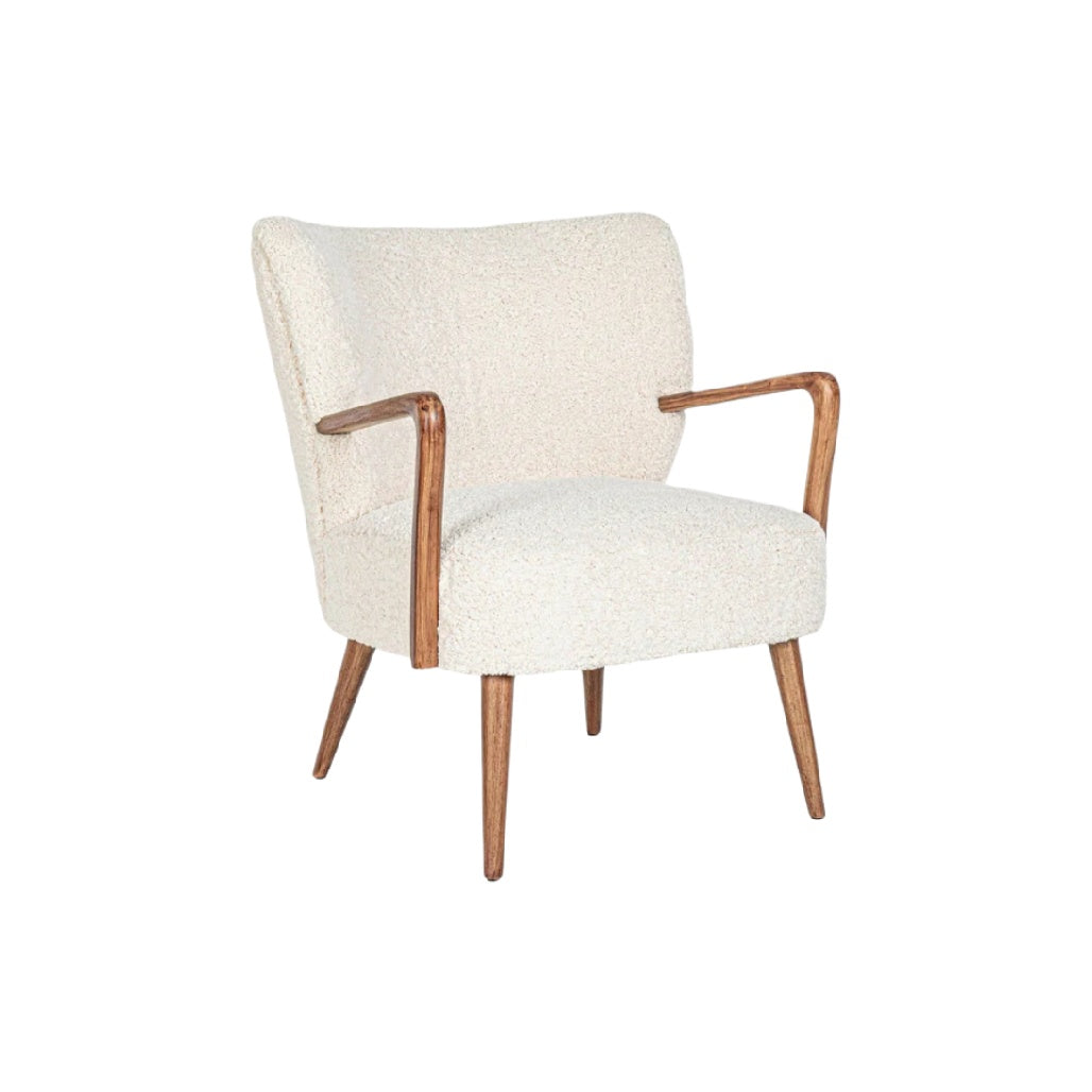 Gemütlicher Sessel mit Holzbeinen und weichem Stoffbezug