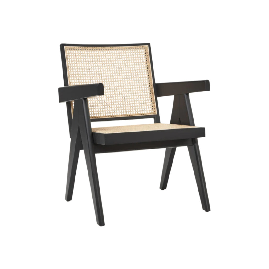 Moderne schwarz-gewebte Designerarmstuhl mit Rattanbespannung