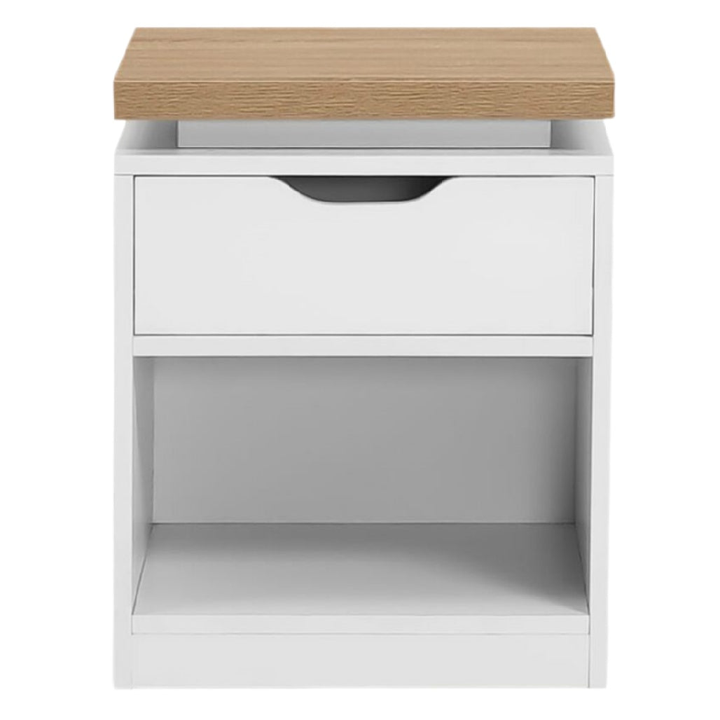 Moderne Nachttisch mit Schublade und Holzoberfläche